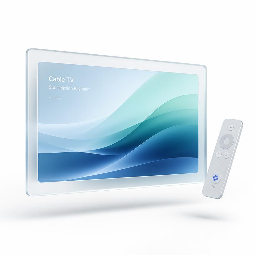 Glass television representing cable TV subscriptions