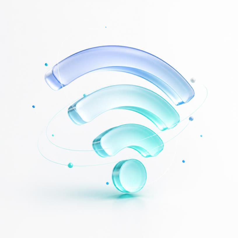 Glass wifi arcs representing data bundles