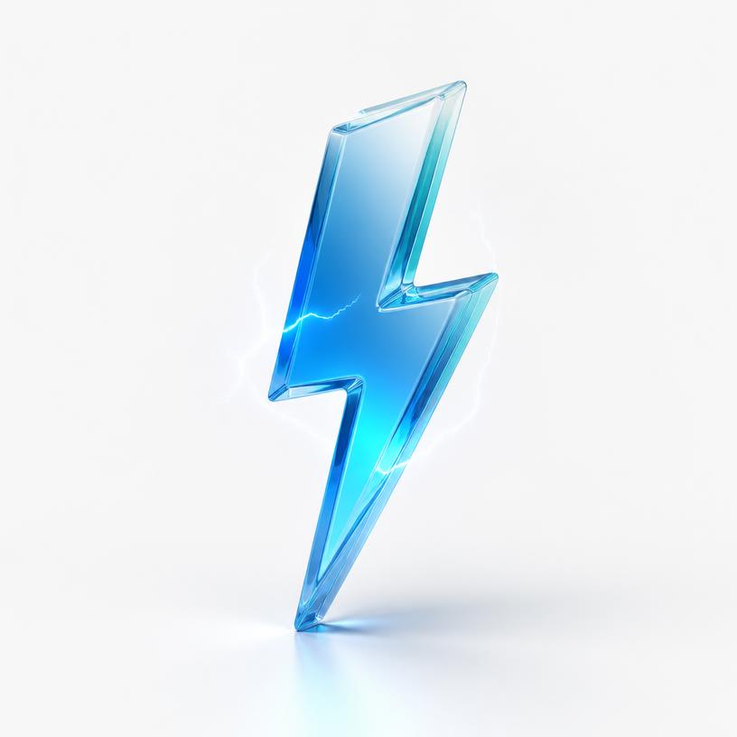 Glass lightning bolt representing electricity payments